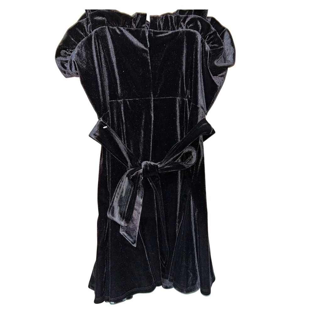 Velvet Sleeveless Belted Fit Flare Dress Black Rhinestone Star L Johnny Wujek - Picture 6 of 7